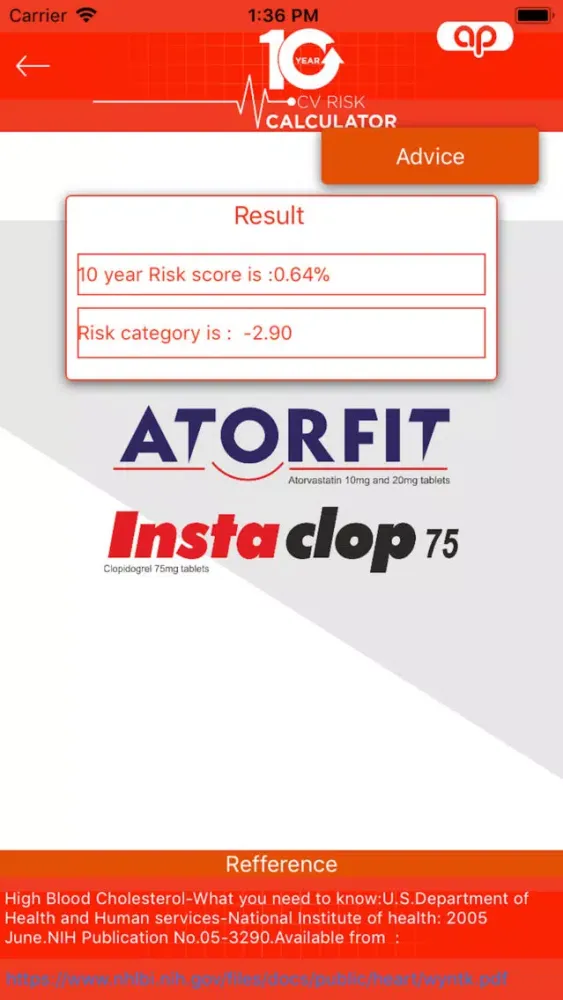 10 Year CV Risk Calculator Screenshots