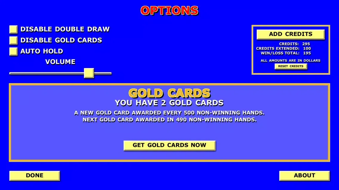 Tangkapan layar Double Draw Video Poker