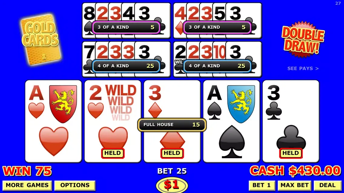 Double Draw Video Poker 5 Play স্ক্রিনশট