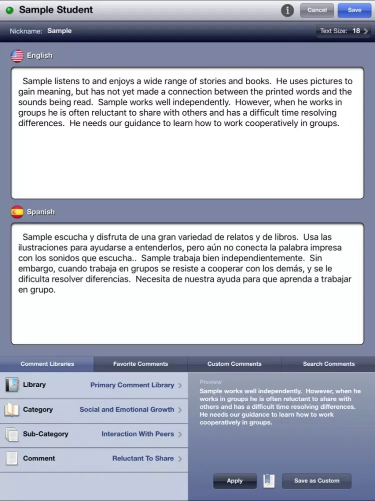 Ảnh chụp màn hình của Report Card Maker iPad 