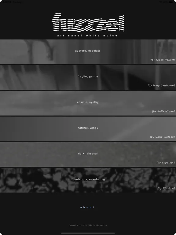 fuzzzel: artisanal white noise iPad 應用截圖