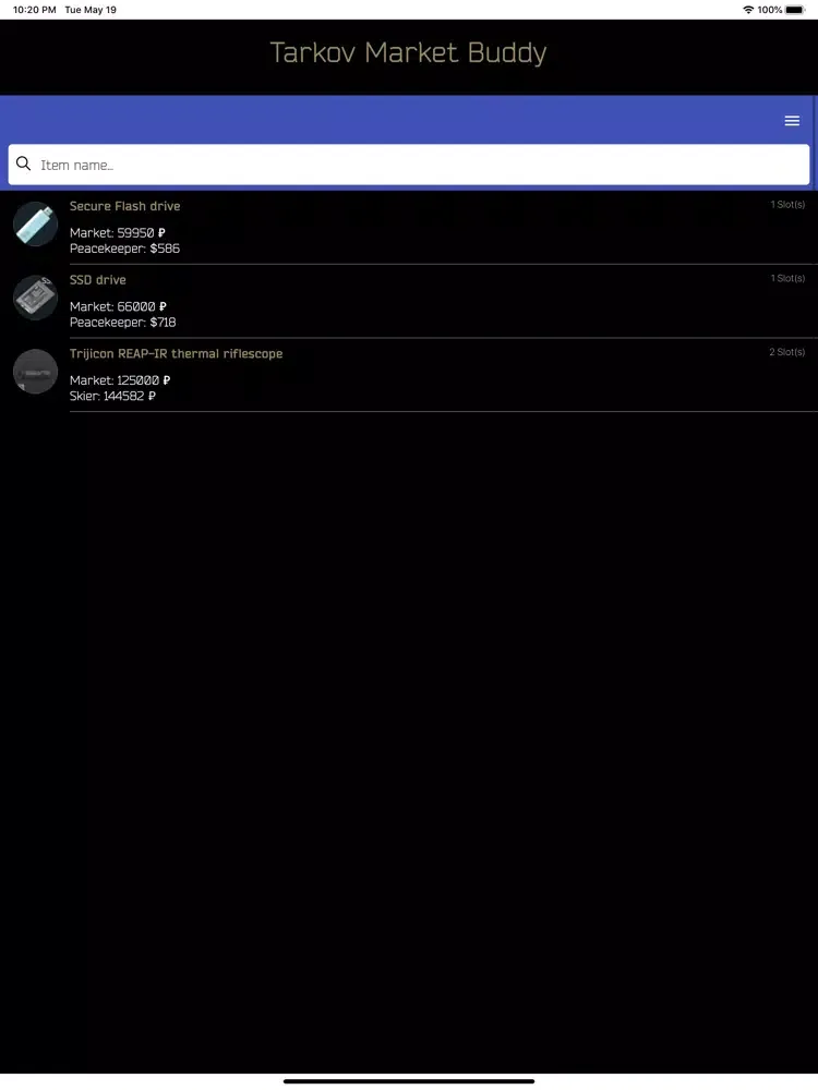 Tarkov Market Buddy iPad  スクリーンショット