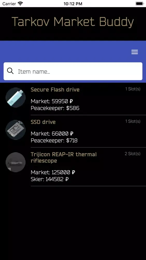 Tarkov Market Buddy スクリーンショット