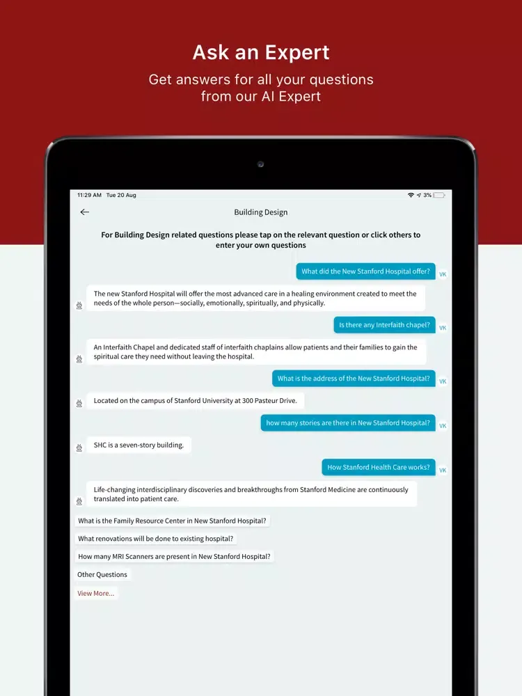 New Stanford Hospital Opening iPad  Screenshots