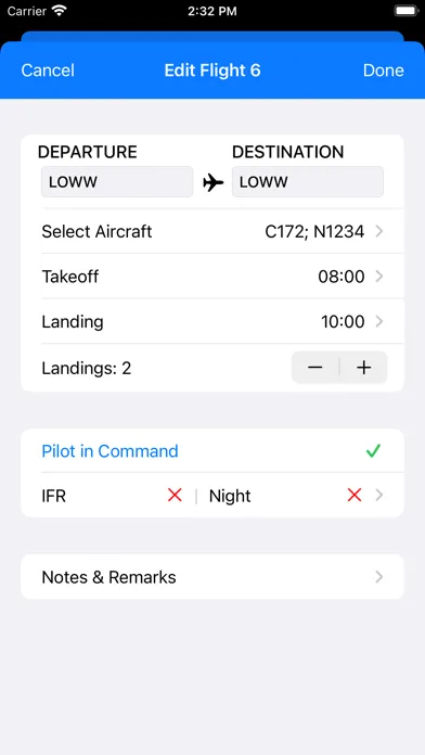 Tangkapan layar SkyPilot 3 - Flight Logbook