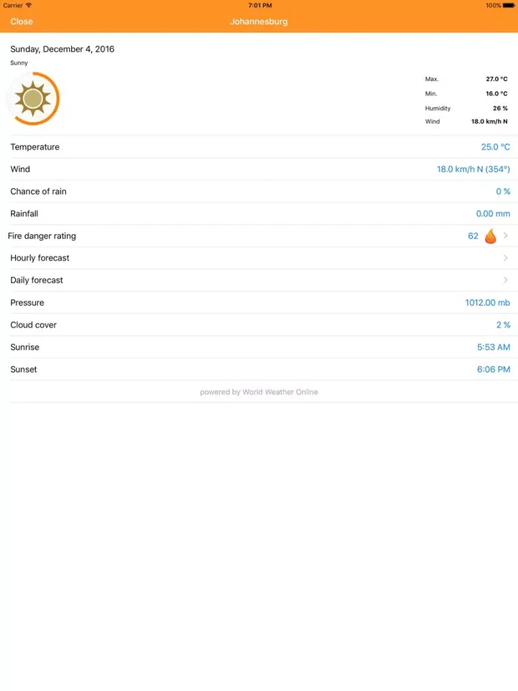 Zrzuty ekranu fireWeather iPad 