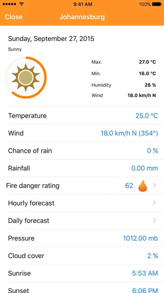 Zrzuty ekranu fireWeather