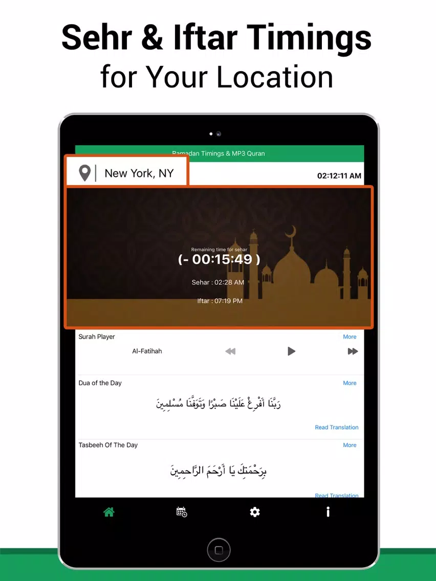 Tangkapan layar Ramadan Timings and MP3 Quran iPad 