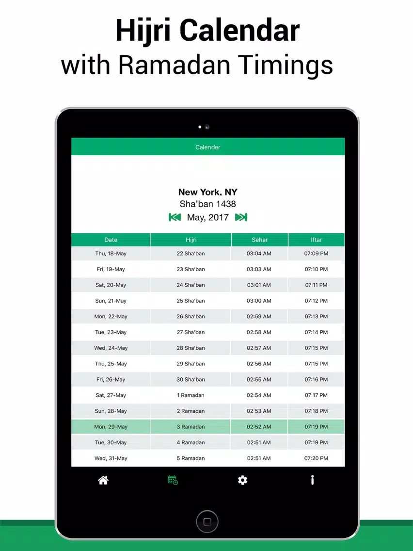 Tangkapan layar Ramadan Timings and MP3 Quran iPad 
