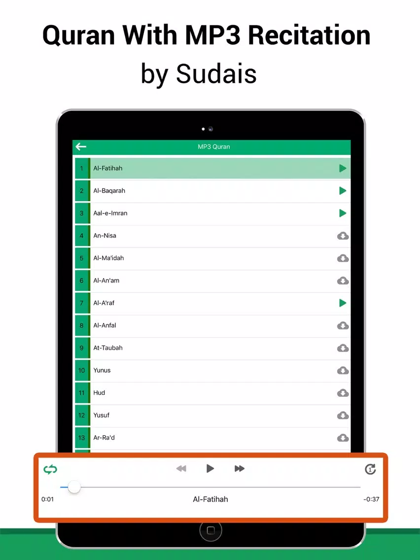 Tangkapan layar Ramadan Timings and MP3 Quran iPad 