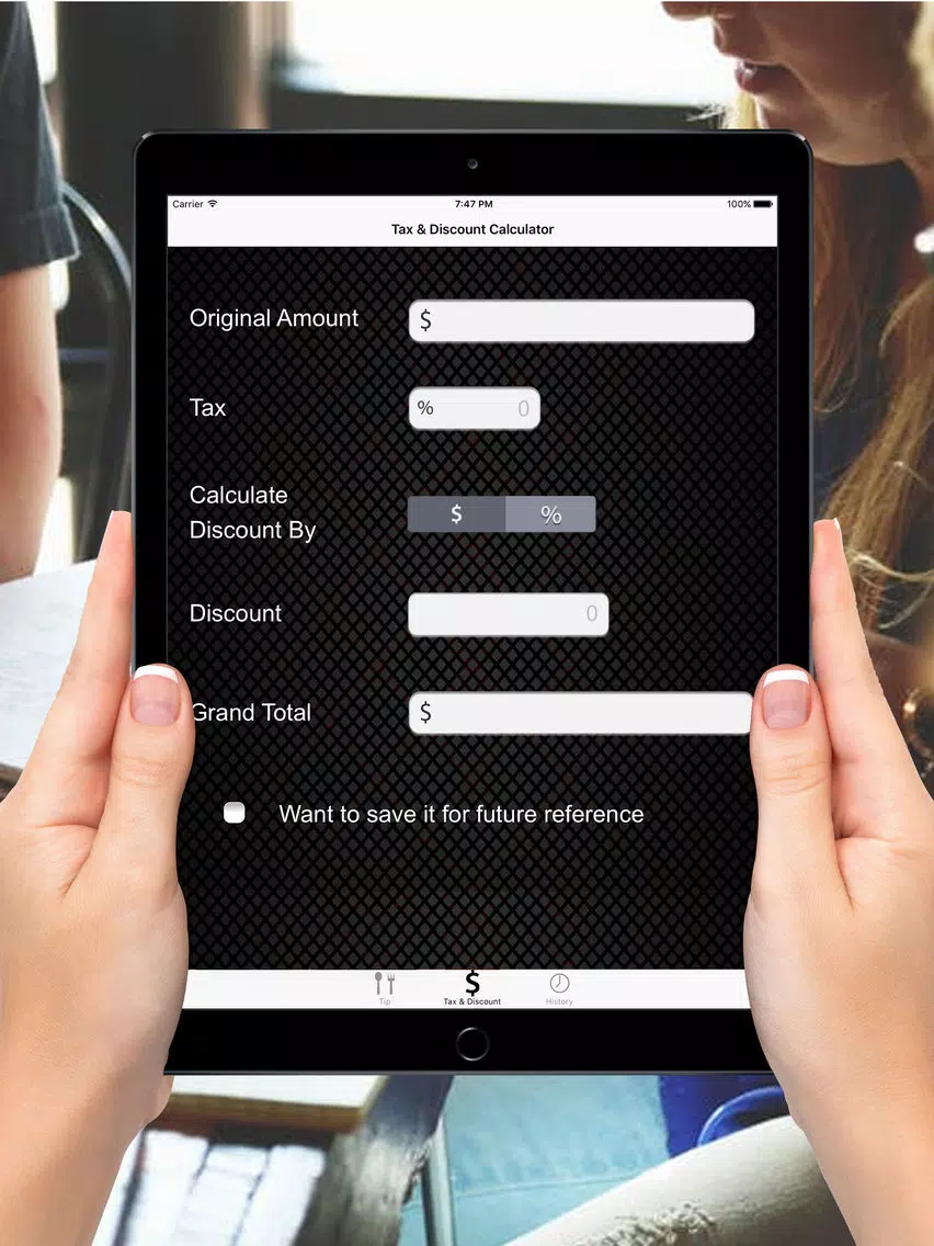 تصاویر Tip tax discount calculator iPad 