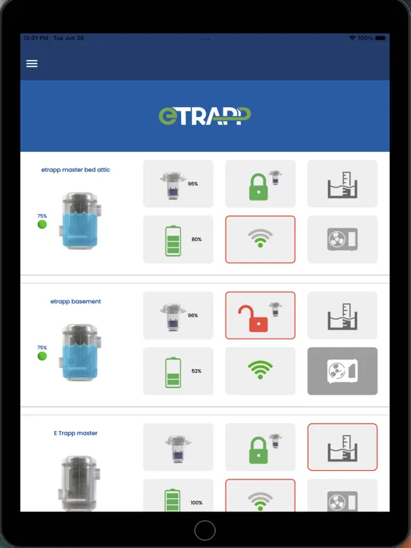 Captures d'écran de eTrapp HVAC Condensate System iPad 