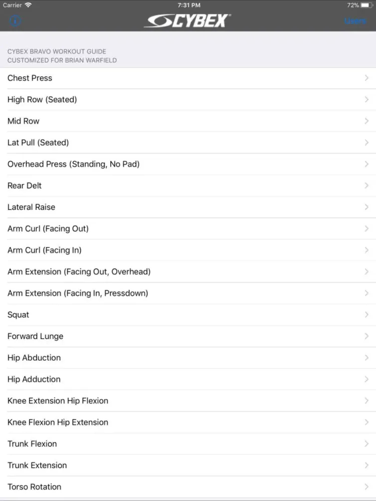 Cybex Bravo Workout Guide iPad  سکرین شاٹس