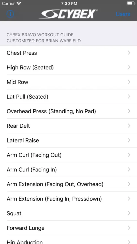 Cybex Bravo Workout Guide سکرین شاٹس