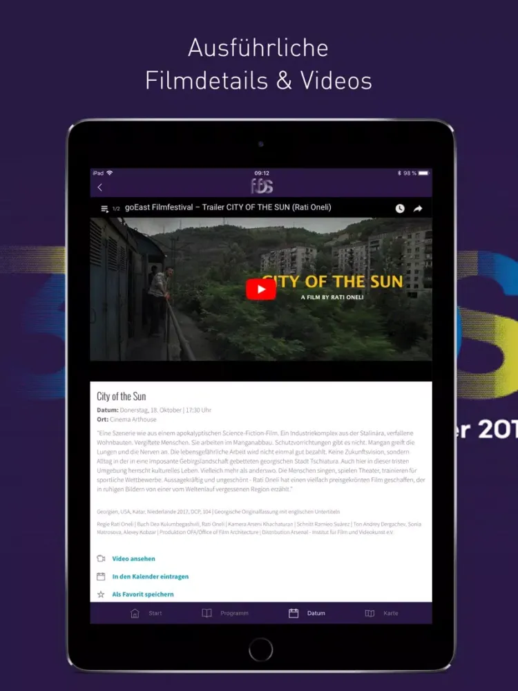 Unabhängiges FilmFest OS iPad  スクリーンショット