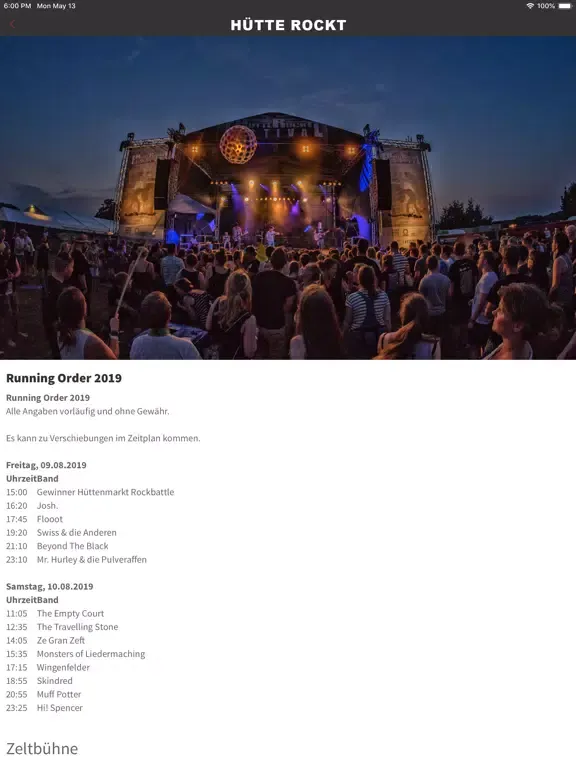 Hütte Rockt Festival iPad  स्क्रीनशॉट