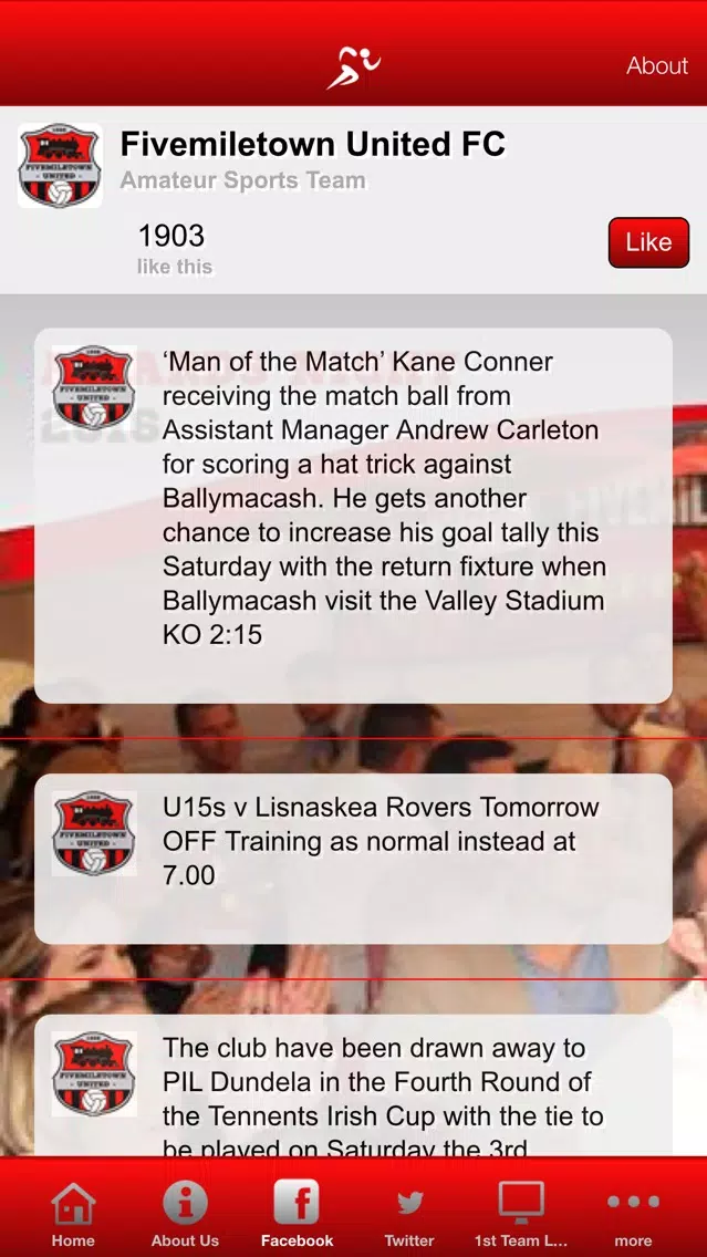 Ảnh chụp màn hình của Fivemiletown United FC