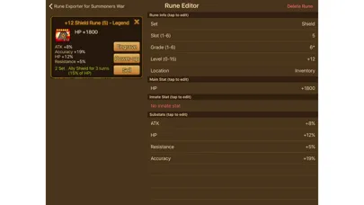 Screenshot di Rune Exporter for Summoners War