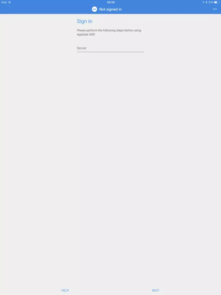 Zrzuty ekranu AppGate SDP iPad 