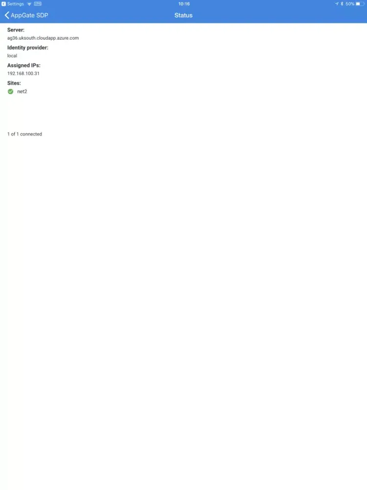 Zrzuty ekranu AppGate SDP iPad 