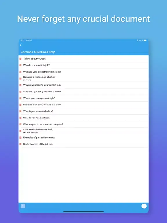 Job Interview Checklist iPad 应用截图