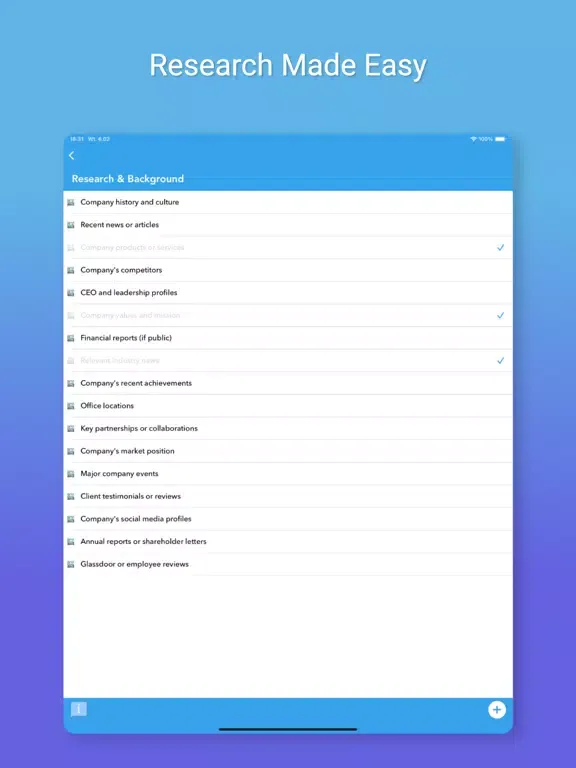 Job Interview Checklist iPad 应用截图