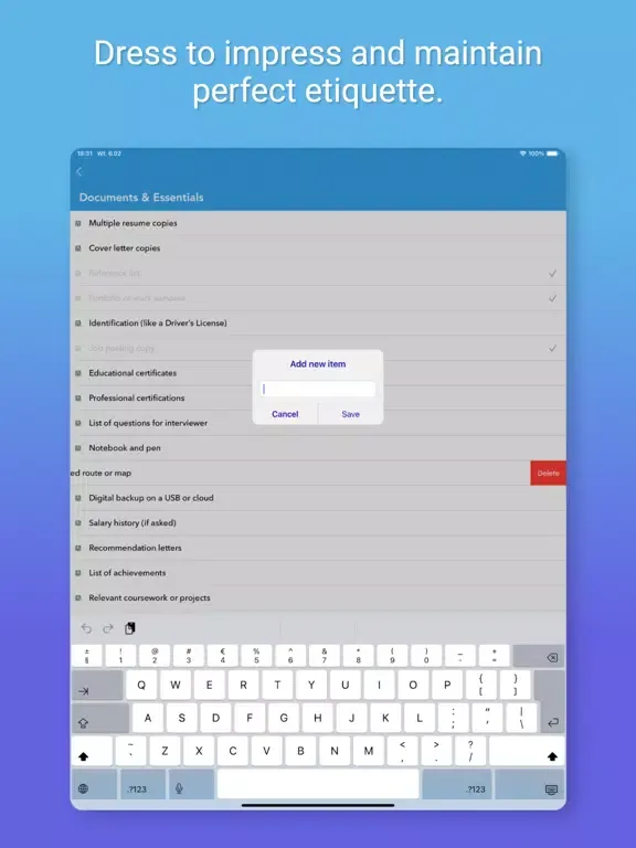 Job Interview Checklist iPad 应用截图