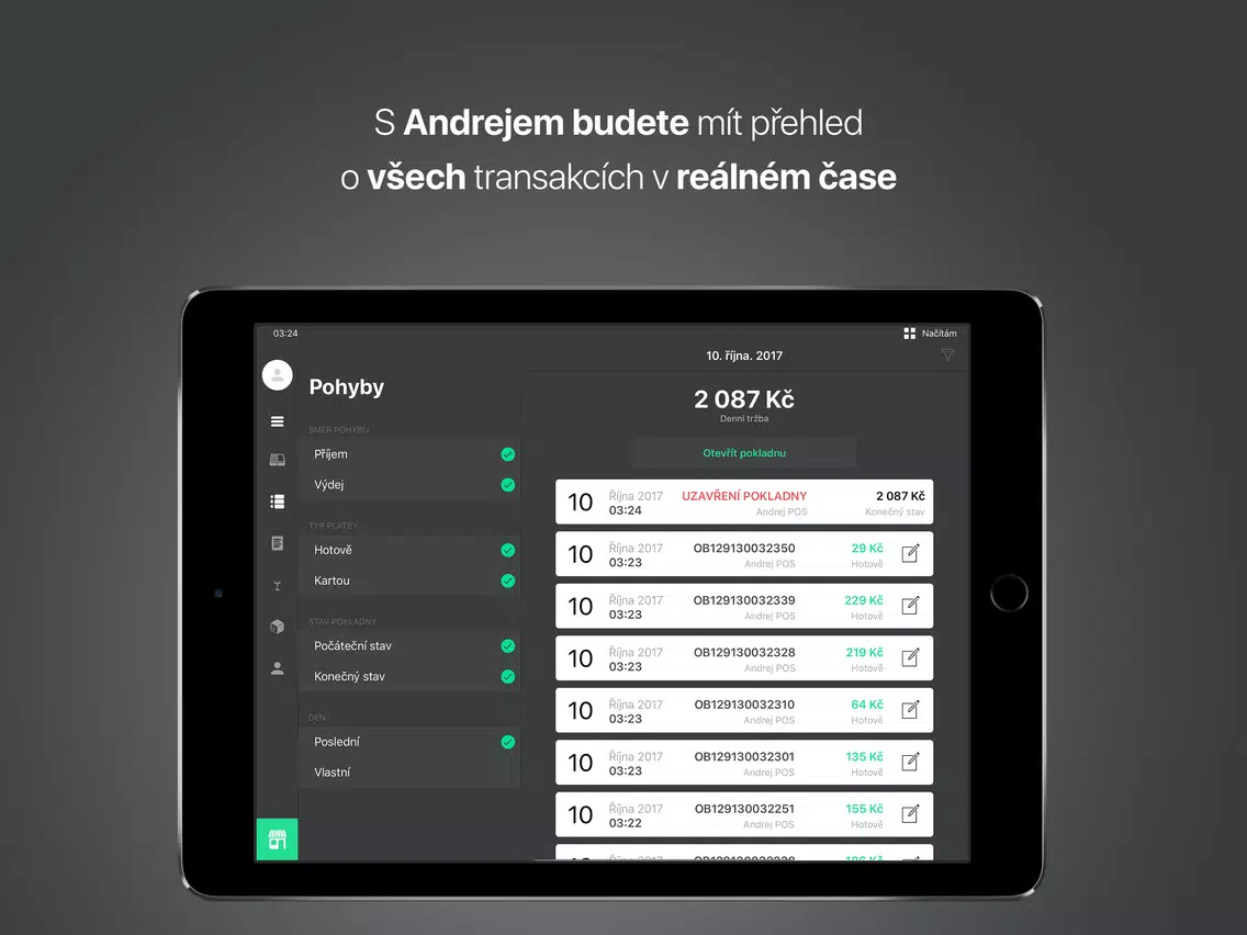 Ảnh chụp màn hình của Andrej POS iPad 