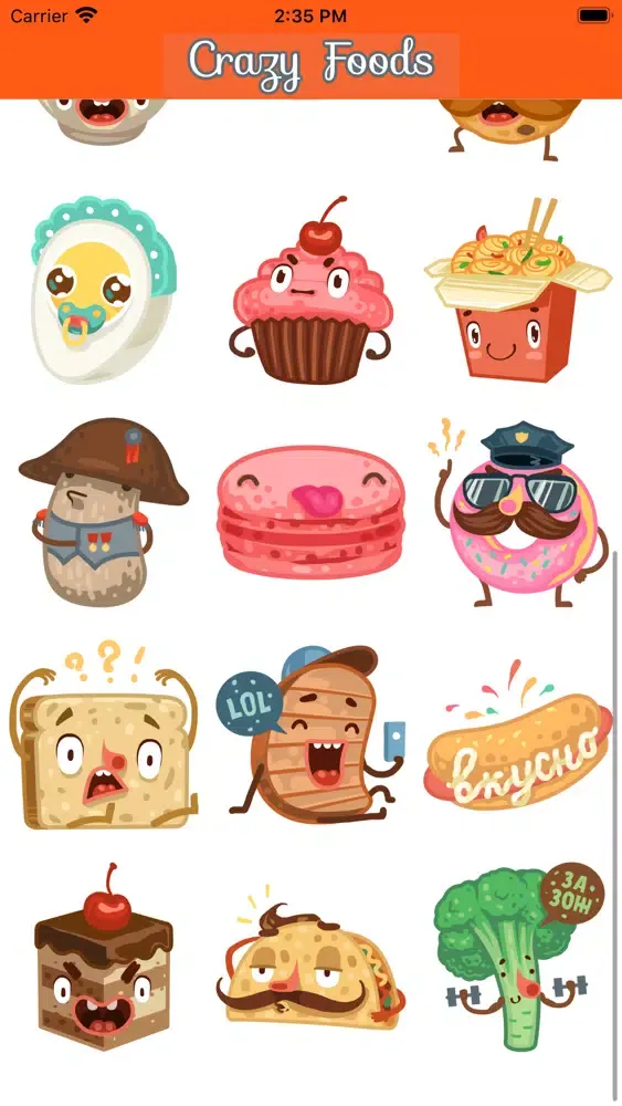 ภาพหน้าจอของ Stickers: Crazy Foods!