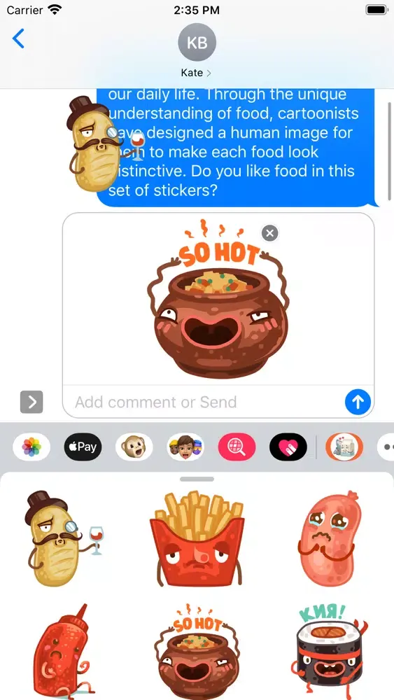 ภาพหน้าจอของ Stickers: Crazy Foods!