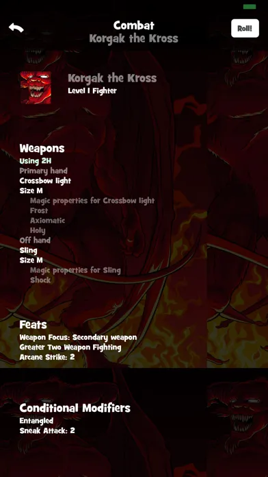 ภาพหน้าจอของ D20 Attack! for Pathfinder
