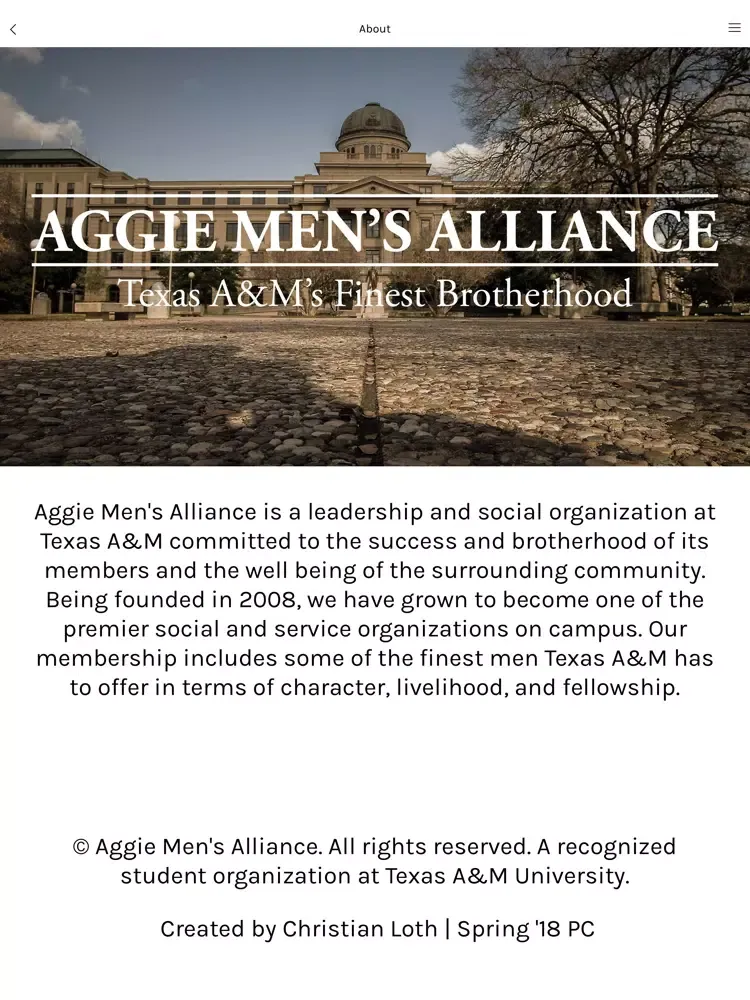 Aggie Men's Alliance iPad  Ekran Görüntüleri