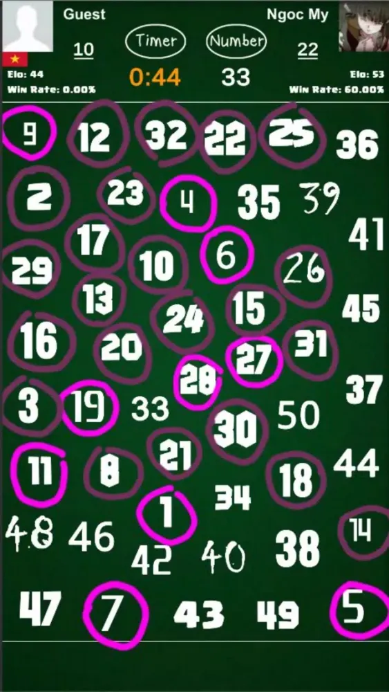 Capturas de tela do Find Number Challenge