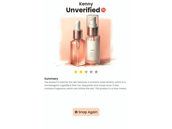 Ảnh chụp màn hình của Kenny - Ingredients Scanner iPad 