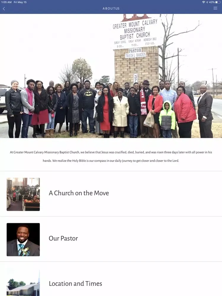 Tangkapan skrin Greater Mount Calvary MBC iPad 