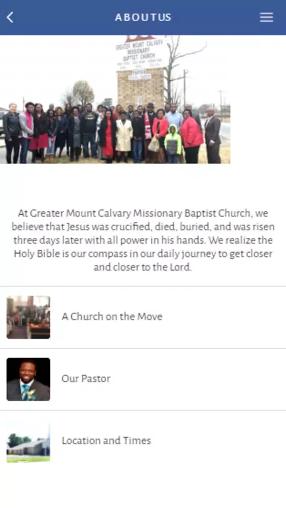 Tangkapan skrin Greater Mount Calvary MBC
