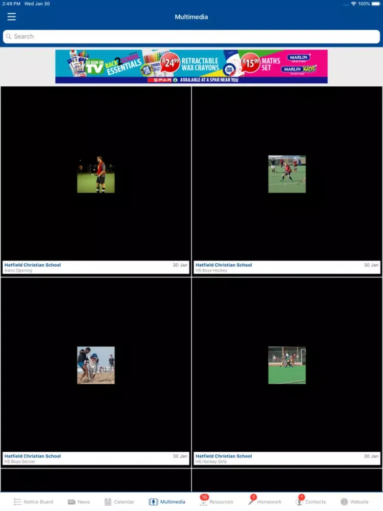 Capturas de tela do Hatfield Christian School iPad 