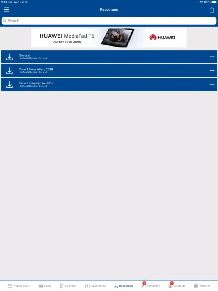 Capturas de tela do Hatfield Christian School iPad 