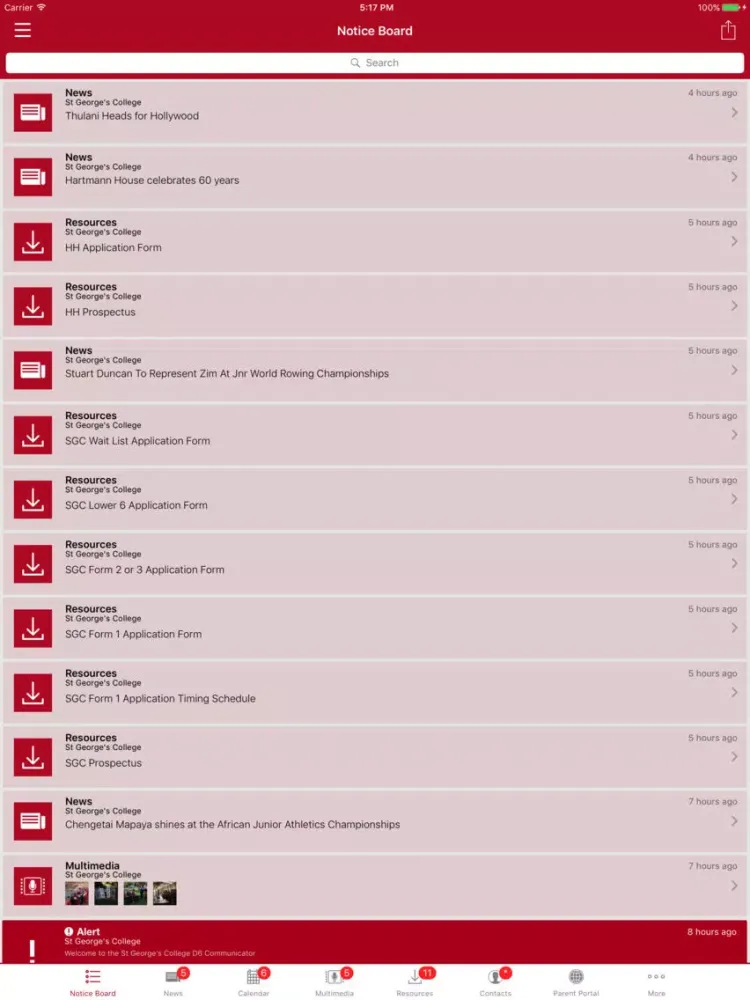 St George's College Communicator iPad  Screenshots