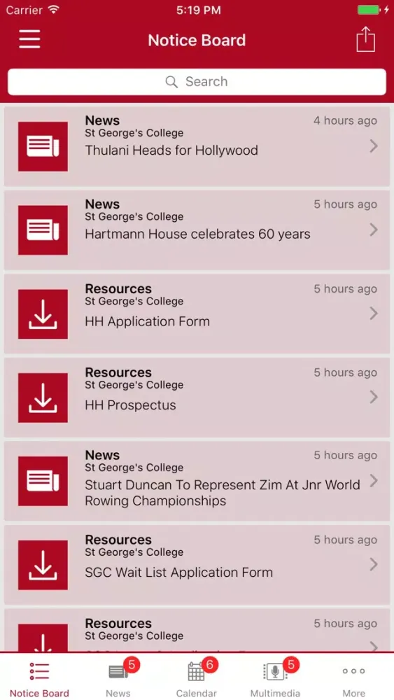 St George's College Communicator Screenshots