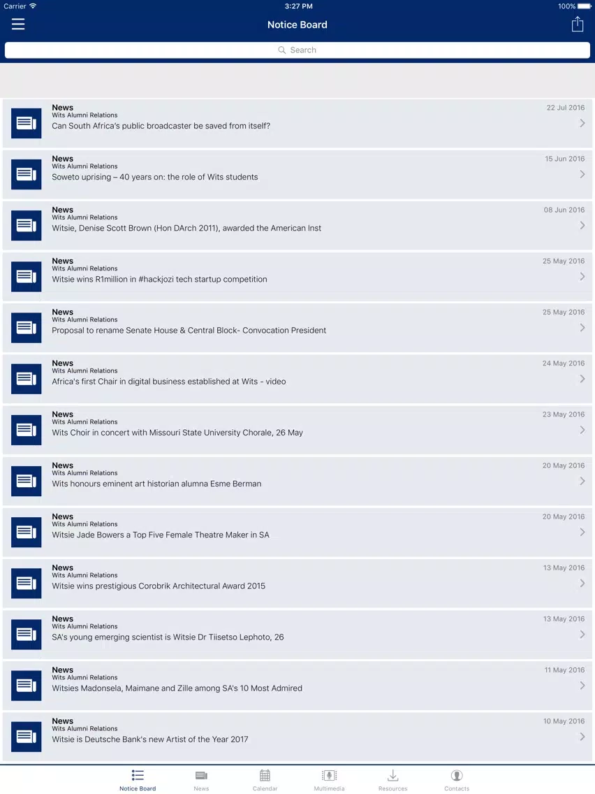 Wits Alumni Communicator iPad  Screenshots