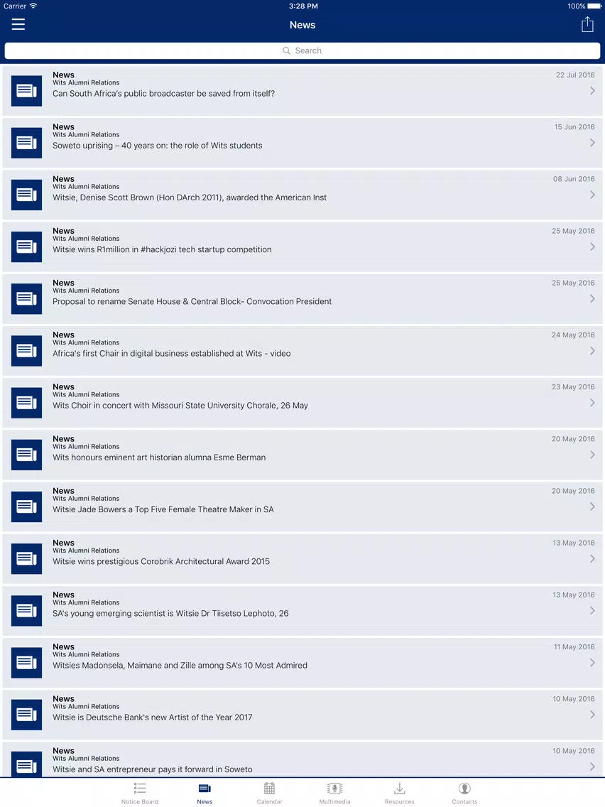 Wits Alumni Communicator iPad  Screenshots