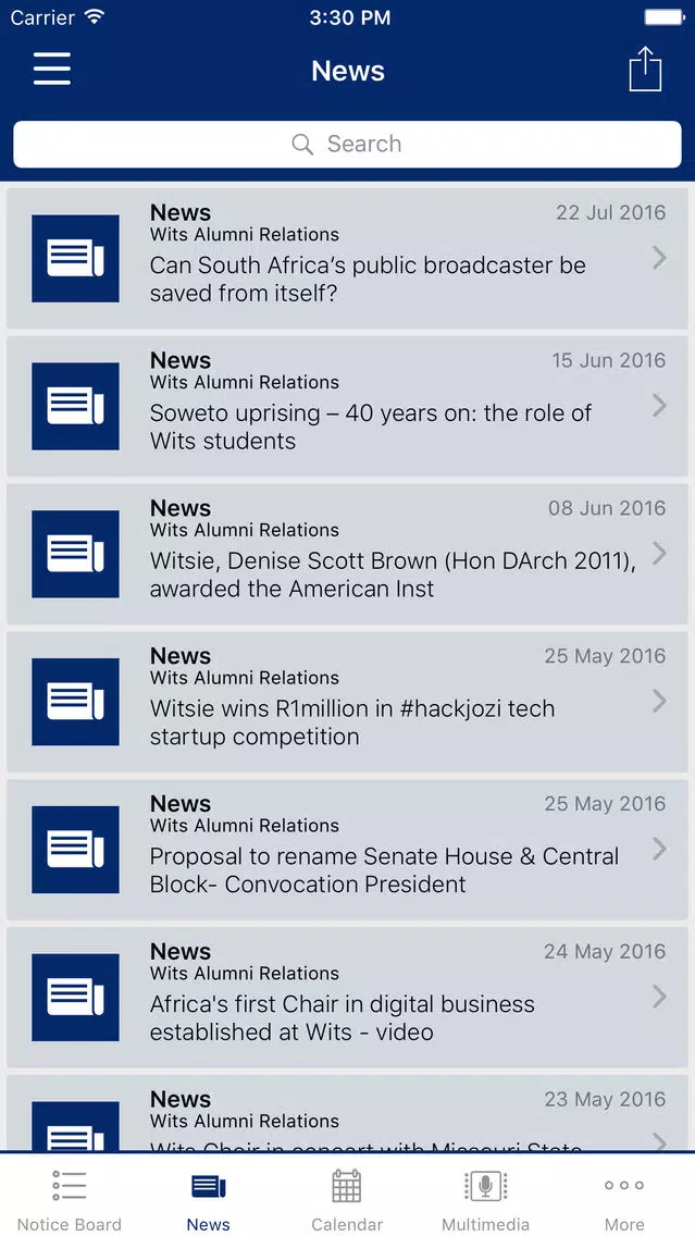 Wits Alumni Communicator Screenshots