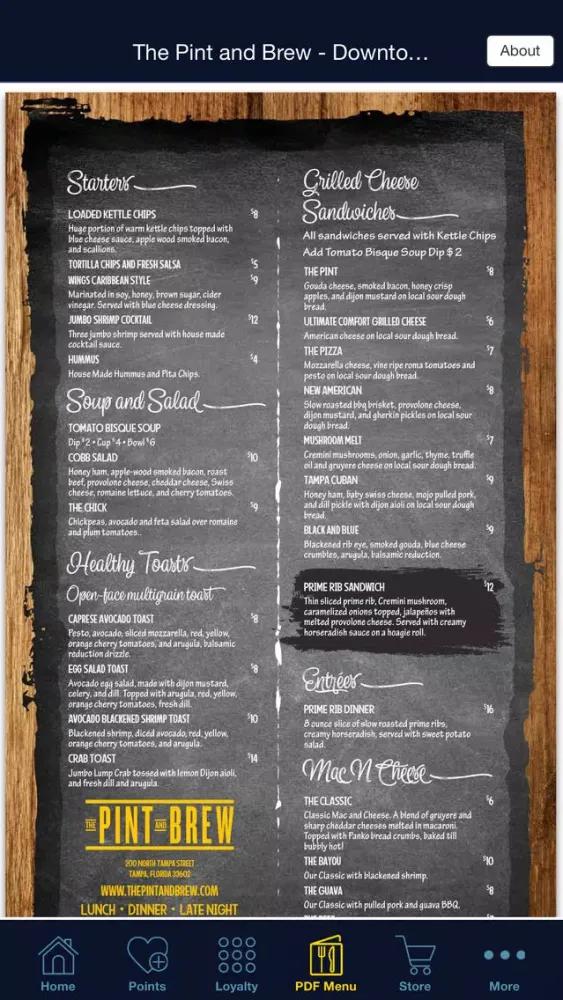 Ảnh chụp màn hình của The Pint and Brew App