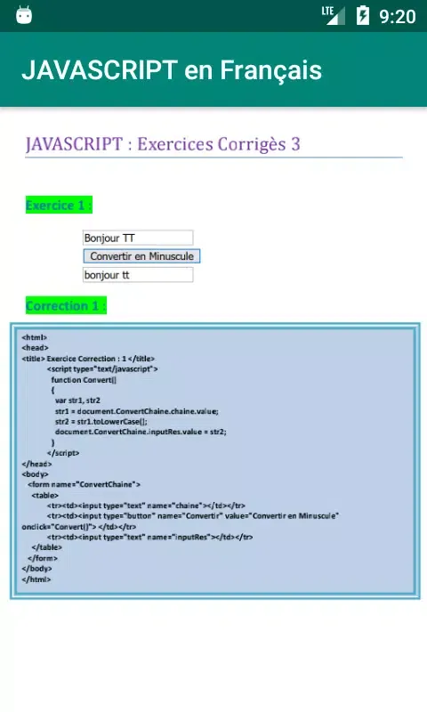 Javascript (Cours + Exercices स्क्रीनशॉट