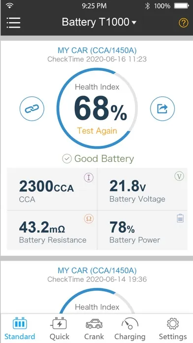 Tangkapan layar Battery Test 1000