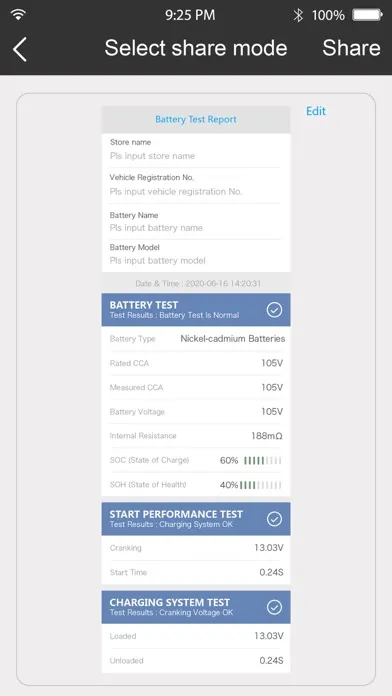 Tangkapan layar Battery Test 1000