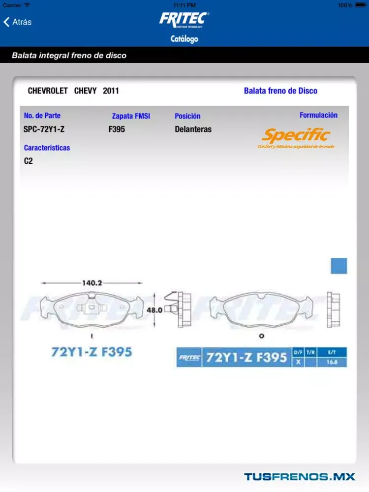 Ảnh chụp màn hình của Fritec eCatalog iPad 