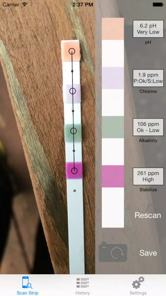 Tangkapan skrin AquaScan - Digital Teststrip Reader