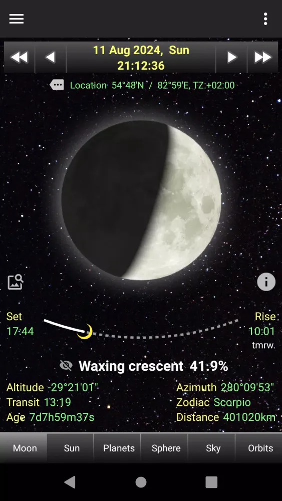 Tangkapan layar Daff Moon Phase